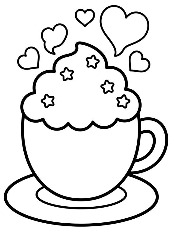 Cappuccino Cup with Whipped Cream para colorir Desenho de Cappuccino Cup with Whipped Cream para colorir e imprimir grátis