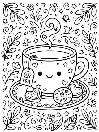 Warm Tea Cup para colorir Desenho de Warm Tea Cup para colorir e imprimir grátis