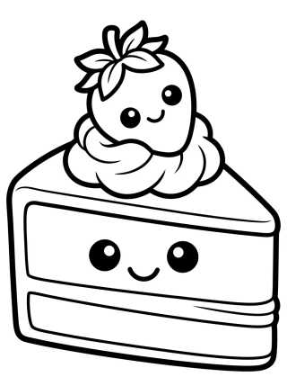 Kawaii Strawberry Cake para colorir Desenho de Kawaii Strawberry Cake para colorir e imprimir grátis