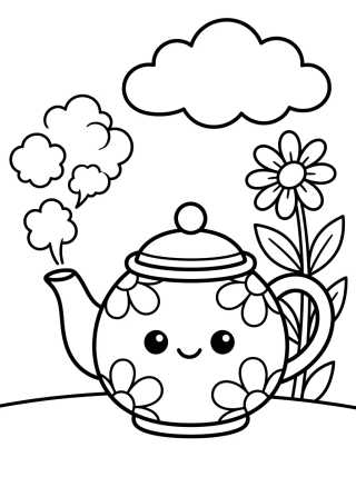 Adorable Teapot para colorir Desenho de Adorable Teapot para colorir e imprimir grátis