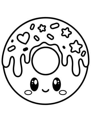 Cute Donut with Frosting para colorir Desenho de Cute Donut with Frosting para colorir e imprimir grátis