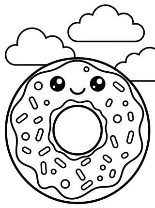 Smiling Donut with Frosting para colorir Desenho de Smiling Donut with Frosting para colorir e imprimir grátis