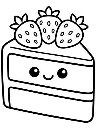 Strawberry Cake Slice para colorir Desenho de Strawberry Cake Slice para colorir e imprimir grátis