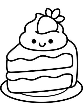 Kawaii Strawberry Cake Slice para colorir Desenho de Kawaii Strawberry Cake Slice para colorir e imprimir grátis