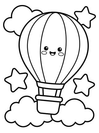 Cute Little Hot Air Balloon para colorir Desenho de Cute Little Hot Air Balloon para colorir e imprimir grátis