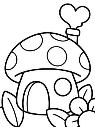 Cute Kawaii Mushroom Home para colorir Desenho de Cute Kawaii Mushroom Home para colorir e imprimir grátis