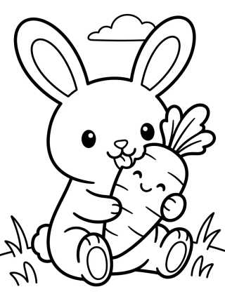 Bunny Eating a Carrot para colorir Desenho de Bunny Eating a Carrot para colorir e imprimir grátis