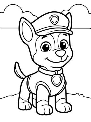 Kawaii Chase the Police Dog Coloring Page para colorir Desenho de Kawaii Chase the Police Dog Coloring Page para colorir e imprimir grátis
