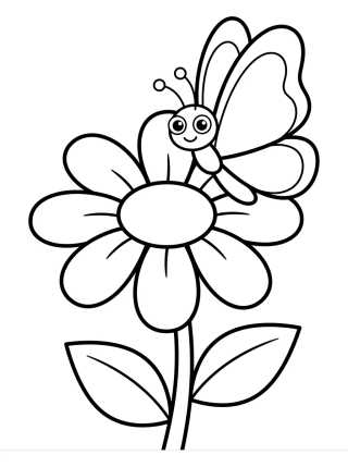 Kawaii Butterfly Perched on a Daisy para colorir Desenho de Kawaii Butterfly Perched on a Daisy para colorir e imprimir grátis