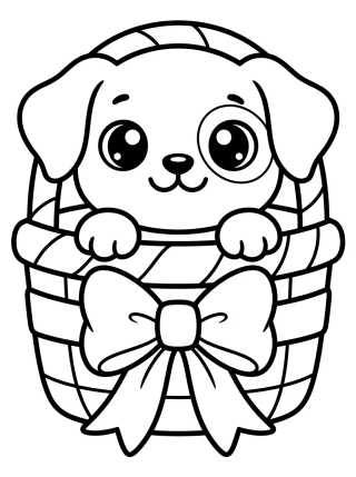 Puppy in a Basket para colorir Desenho de Puppy in a Basket para colorir e imprimir grátis