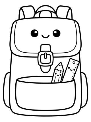 Cute and Smiling School Bag para colorir Desenho de Cute and Smiling School Bag para colorir e imprimir grátis