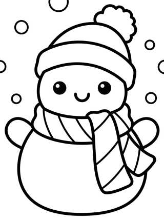 Sweet Snowman with Scarf para colorir Desenho de Sweet Snowman with Scarf para colorir e imprimir grátis