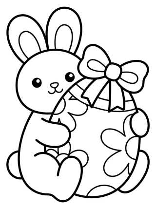 Easter Bunny with Decorated Egg para colorir Desenho de Easter Bunny with Decorated Egg para colorir e imprimir grátis