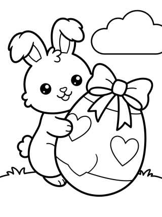 Easter Bunny with Giant Egg para colorir Desenho de Easter Bunny with Giant Egg para colorir e imprimir grátis