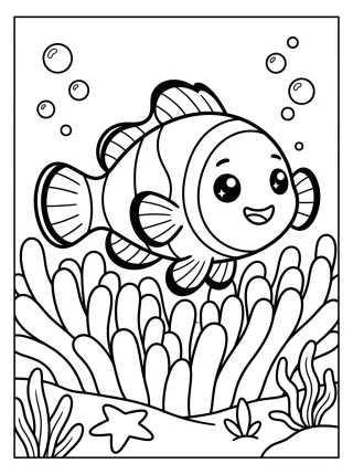 Cute Clownfish Coloring Page para colorir Desenho de Cute Clownfish Coloring Page para colorir e imprimir grátis