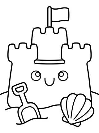 Cute Sandcastle on the Beach para colorir Desenho de Cute Sandcastle on the Beach para colorir e imprimir grátis
