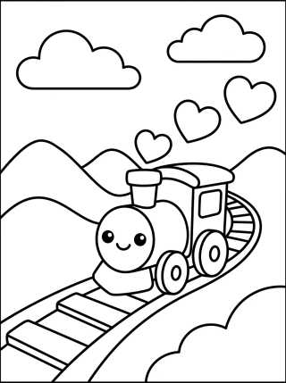 Cute Train in the Mountains para colorir Desenho de Cute Train in the Mountains para colorir e imprimir grátis
