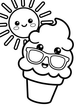 Cute Summer Ice Cream para colorir Desenho de Cute Summer Ice Cream para colorir e imprimir grátis