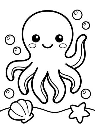 Happy Cute Octopus para colorir Desenho de Happy Cute Octopus para colorir e imprimir grátis