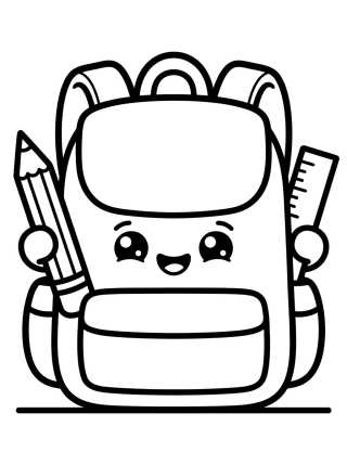 Kawaii School Backpack para colorir Desenho de Kawaii School Backpack para colorir e imprimir grátis