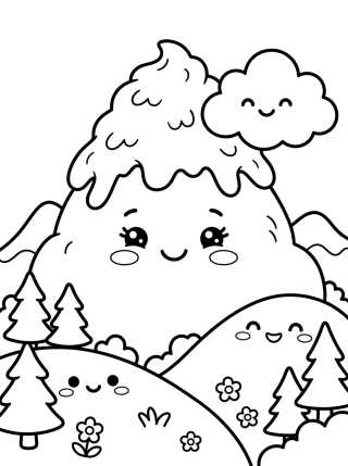 Smiling Snowy Mountain para colorir Desenho de Smiling Snowy Mountain para colorir e imprimir grátis