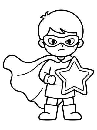 Little Superhero with Cape para colorir Desenho de Little Superhero with Cape para colorir e imprimir grátis