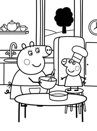 Peppa Pig's Kitchen para colorir Desenho de Peppa Pig's Kitchen para colorir e imprimir grátis