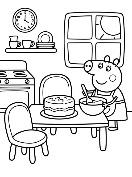 Peppa Pig's House Kitchen para colorir Desenho de Peppa Pig's House Kitchen para colorir e imprimir grátis