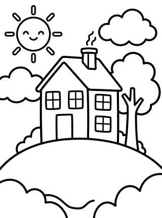 Peppa’s House on the Hill para colorir Desenho de Peppa’s House on the Hill para colorir e imprimir grátis