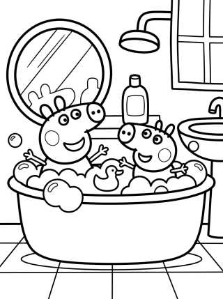 Bath Time at Peppa's House para colorir Desenho de Bath Time at Peppa's House para colorir e imprimir grátis
