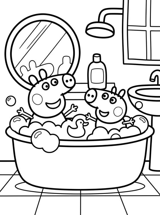 Bath Time at Peppa's House para colorir Desenho de Bath Time at Peppa's House para colorir e imprimir grátis