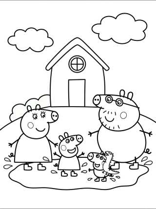 Peppa's House Garden with Muddy Puddles para colorir Desenho de Peppa's House Garden with Muddy Puddles para colorir e imprimir grátis