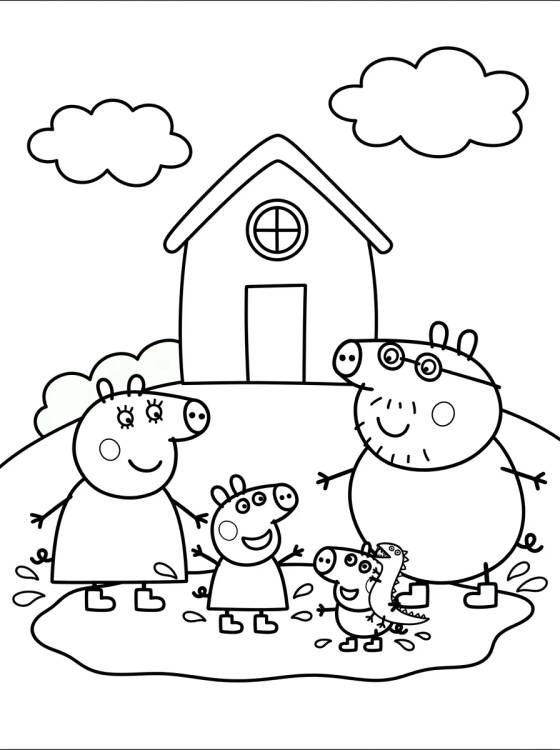 Peppa's House Garden with Muddy Puddles para colorir Desenho de Peppa's House Garden with Muddy Puddles para colorir e imprimir grátis