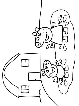 Peppa's House Garden with Muddy Puddles para colorir Desenho de Peppa's House Garden with Muddy Puddles para colorir e imprimir grátis