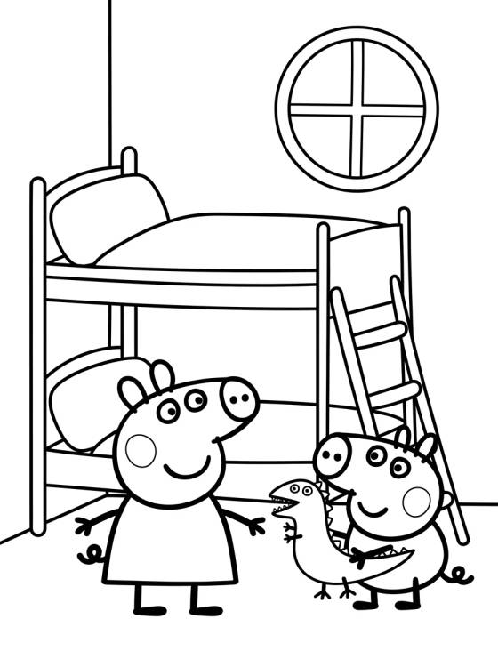 Peppa and George's Bedroom para colorir Desenho de Peppa and George's Bedroom para colorir e imprimir grátis