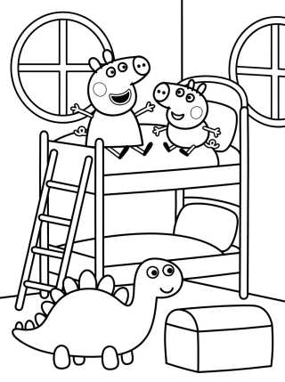 Peppa and George's Bedroom with Bunk Bed para colorir Desenho de Peppa and George's Bedroom with Bunk Bed para colorir e imprimir grátis