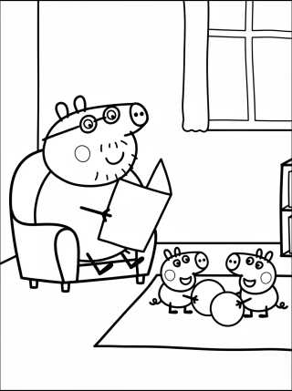 Peppa Pig's Living Room para colorir Desenho de Peppa Pig's Living Room para colorir e imprimir grátis