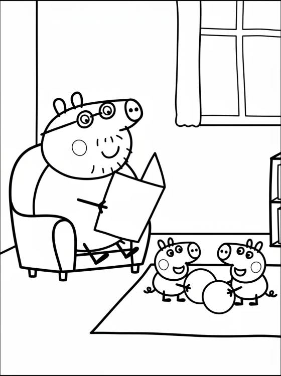 Peppa Pig's Living Room para colorir Desenho de Peppa Pig's Living Room para colorir e imprimir grátis