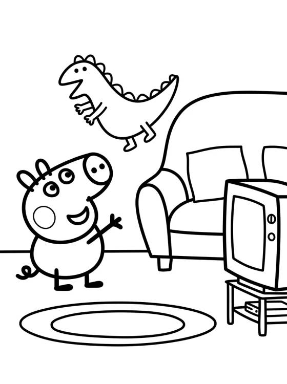 Peppa's House Living Room para colorir Desenho de Peppa's House Living Room para colorir e imprimir grátis