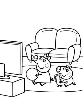 Peppa's House Living Room para colorir Desenho de Peppa's House Living Room para colorir e imprimir grátis