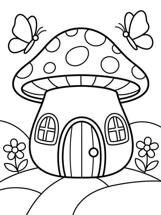 Enchanted Mushroom Cottage para colorir Desenho de Enchanted Mushroom Cottage para colorir e imprimir grátis