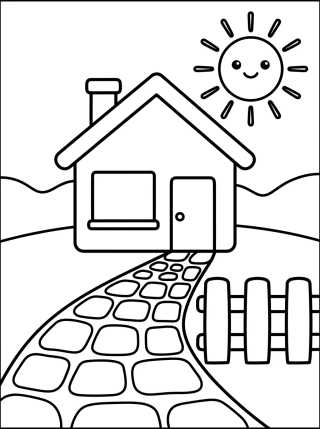 Cottage with a Picket Fence para colorir Desenho de Cottage with a Picket Fence para colorir e imprimir grátis