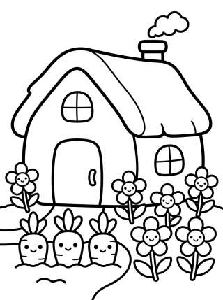 Coleção de desenhos para colorir: Charming Country Cottage Coloring Pages