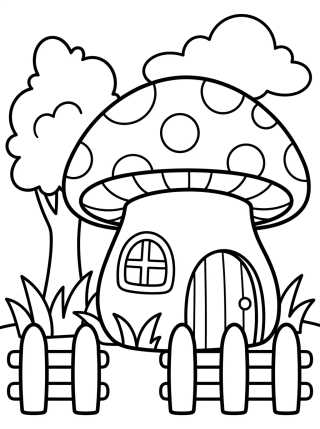 Cozy Mushroom House para colorir Desenho de Cozy Mushroom House para colorir e imprimir grátis