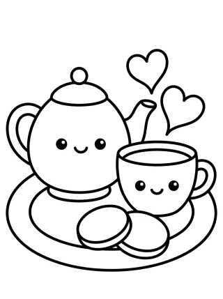 Cozy Tea Corner para colorir Desenho de Cozy Tea Corner para colorir e imprimir grátis
