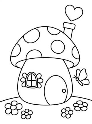 Cozy Mushroom House para colorir Desenho de Cozy Mushroom House para colorir e imprimir grátis