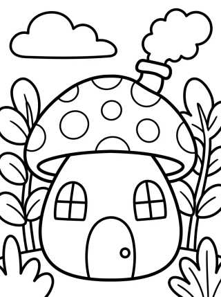 Cozy Mushroom House para colorir Desenho de Cozy Mushroom House para colorir e imprimir grátis