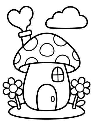 Cozy Mushroom House para colorir Desenho de Cozy Mushroom House para colorir e imprimir grátis
