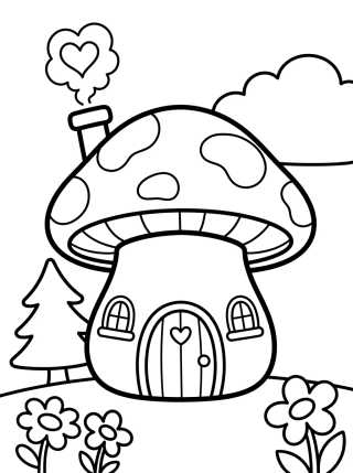 Enchanted Mushroom House para colorir Desenho de Enchanted Mushroom House para colorir e imprimir grátis