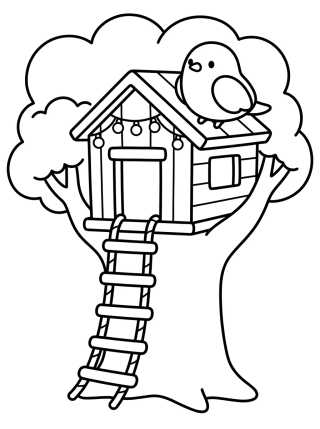 Cute Little Treehouse para colorir Desenho de Cute Little Treehouse para colorir e imprimir grátis